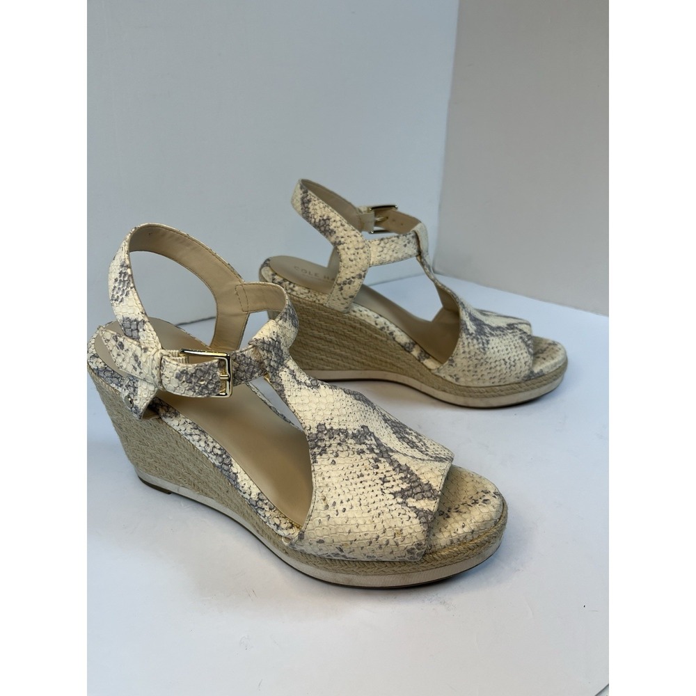 Cole‎ Haan Cloudfeel Snake-Embossed Espadrille Wedge Sandals Size 7